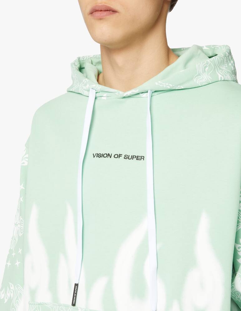 rinascente Vision of Super Hoodie bandana flames - green