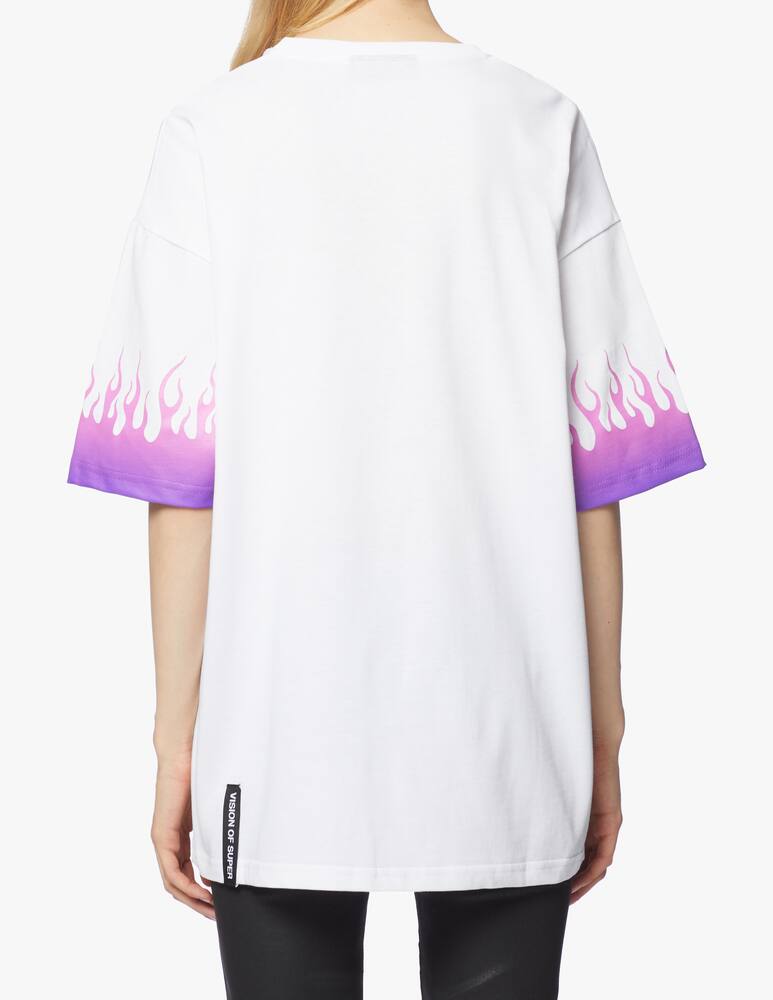 rinascente Vision of Super T-shirt in cotone con fiamma sfumata viola