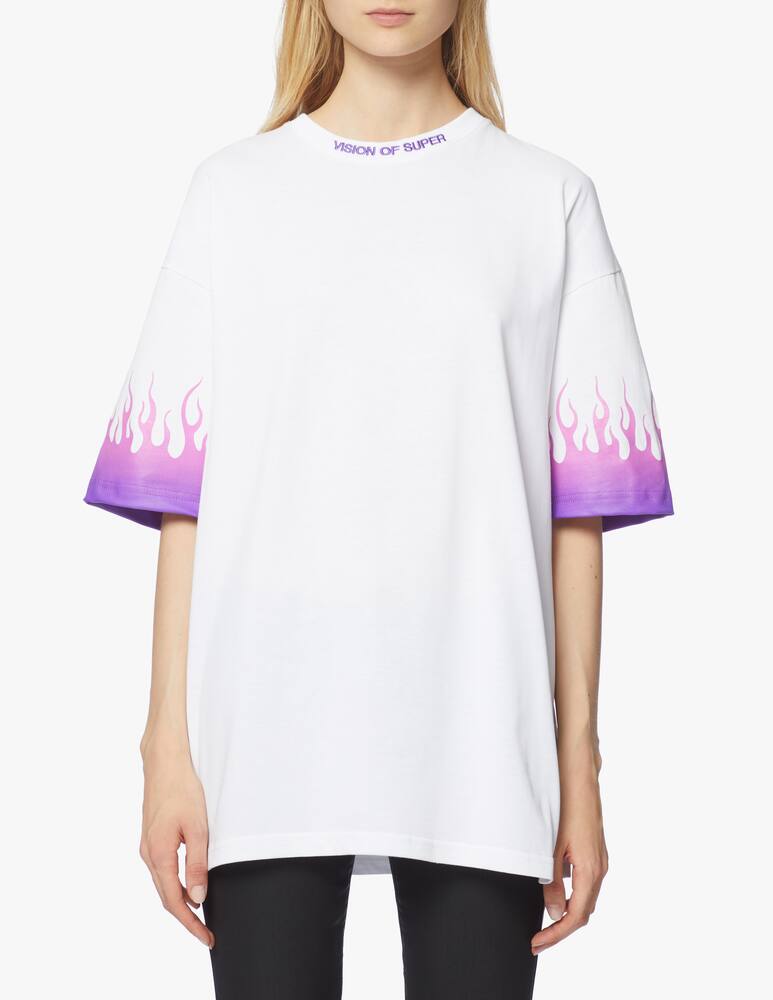 rinascente Vision of Super T-shirt in cotone con fiamma sfumata viola