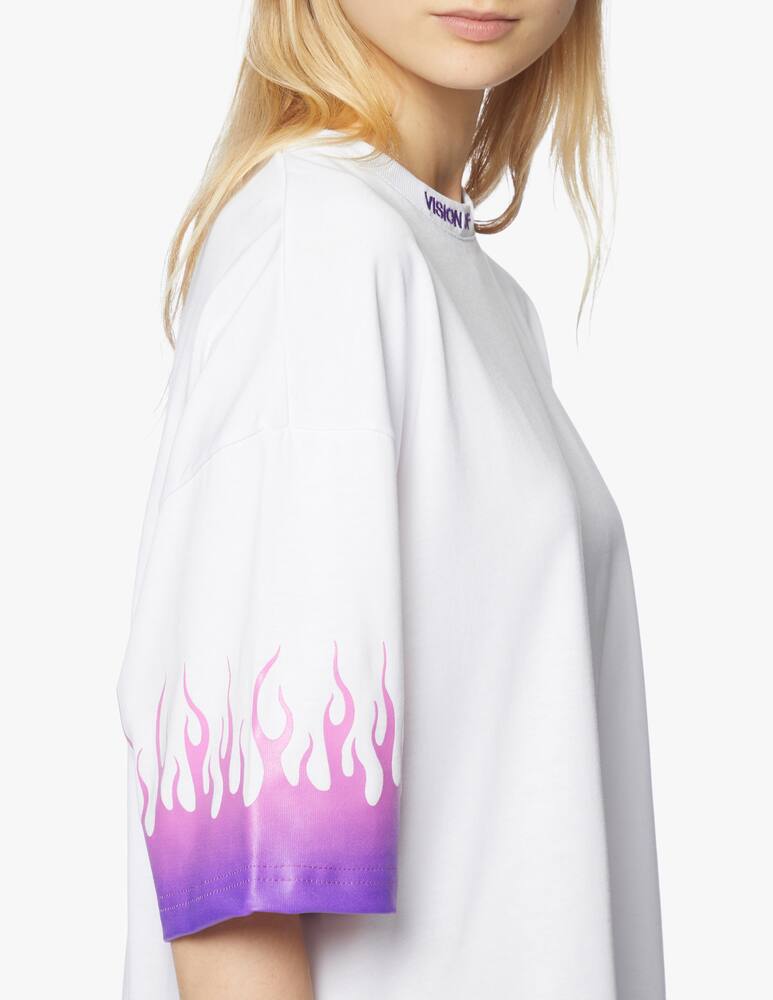 rinascente Vision of Super T-shirt in cotone con fiamma sfumata viola