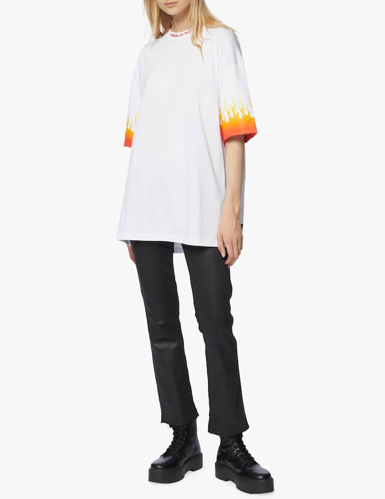 rinascente Vision of Super T-shirt in cotone con fiamma ricamata rossa