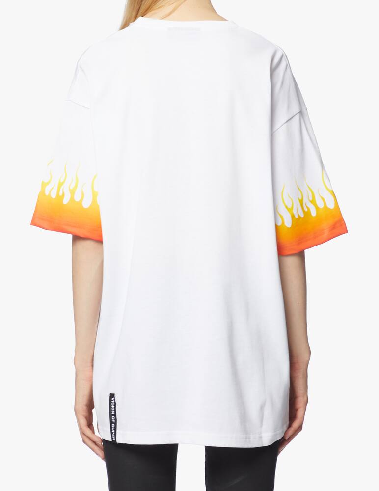 rinascente Vision of Super T-shirt in cotone con fiamma ricamata rossa