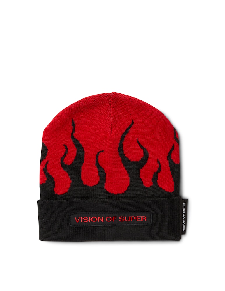 rinascente Vision of Super Wool blend beanie with pink flame