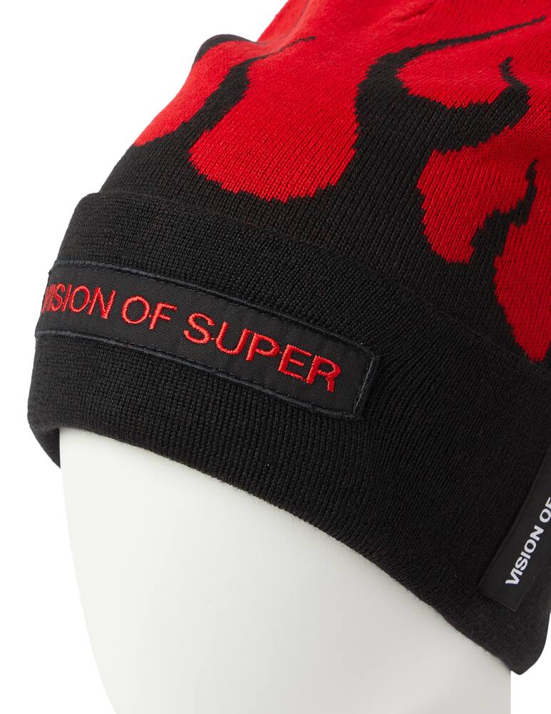 rinascente Vision of Super Wool blend beanie with pink flame