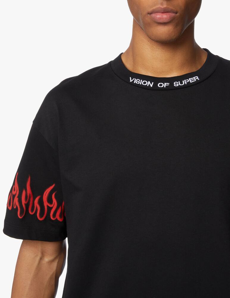 rinascente Vision of Super T-shirt sleeve flames - black