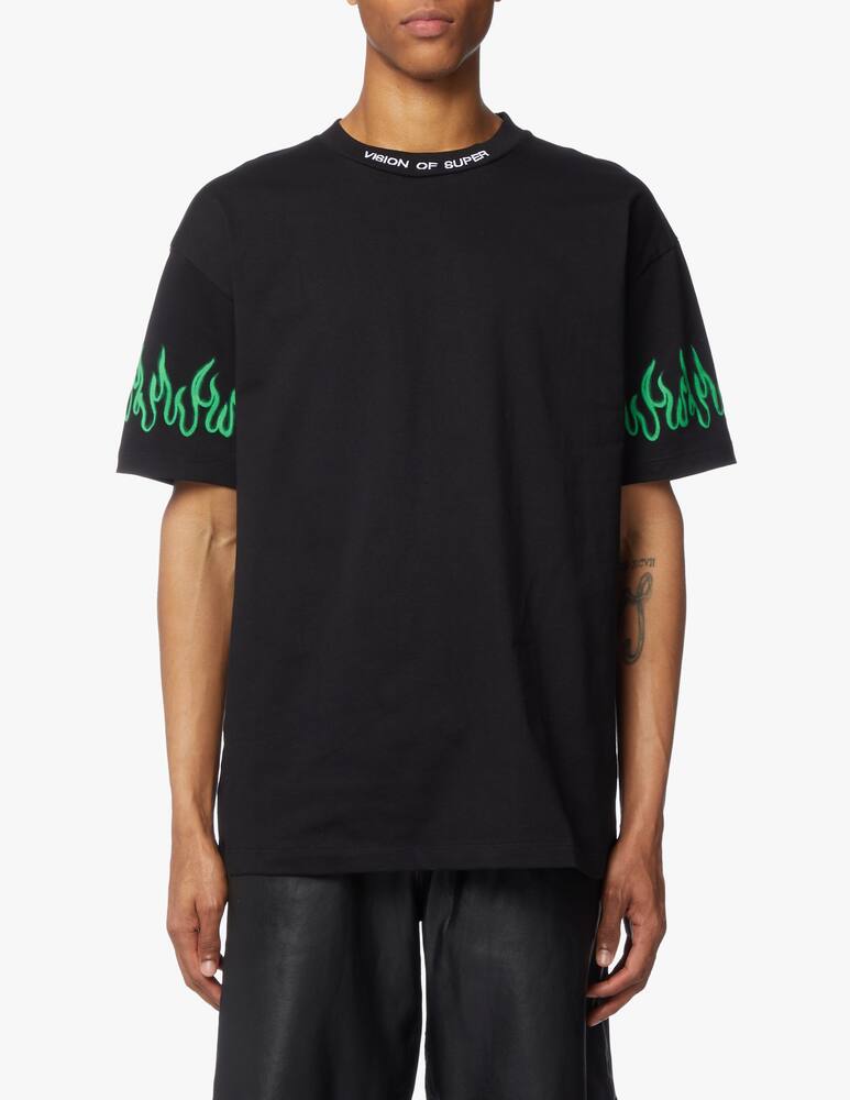 rinascente Vision of Super T-shirt sleeve flames - black