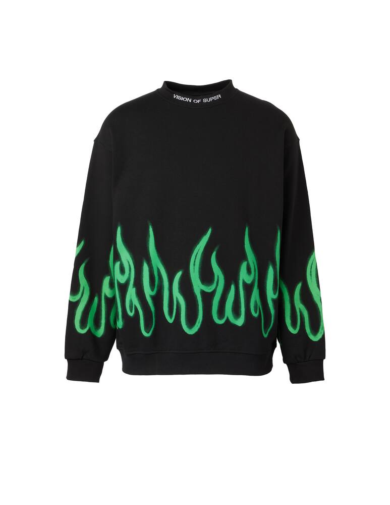 rinascente Vision of Super Felpa girocollo flames - nero