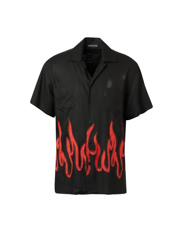 rinascente Vision of Super Camicia bowling con fiamme - nero