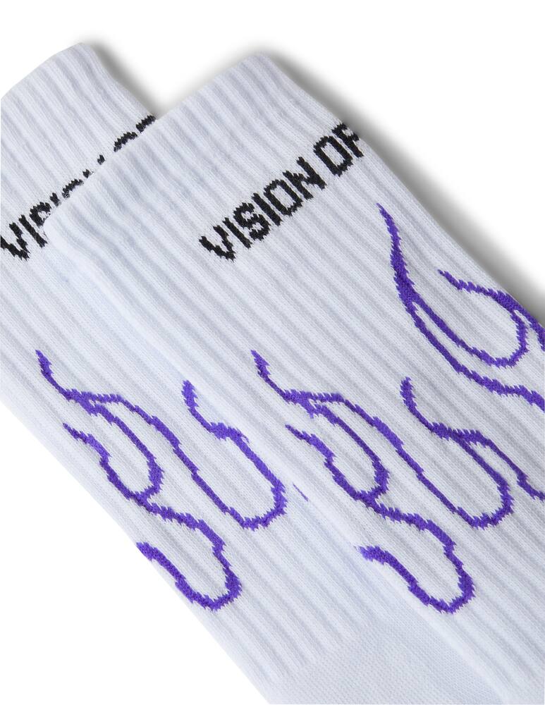 rinascente Vision of Super White socks with purple contour flames 