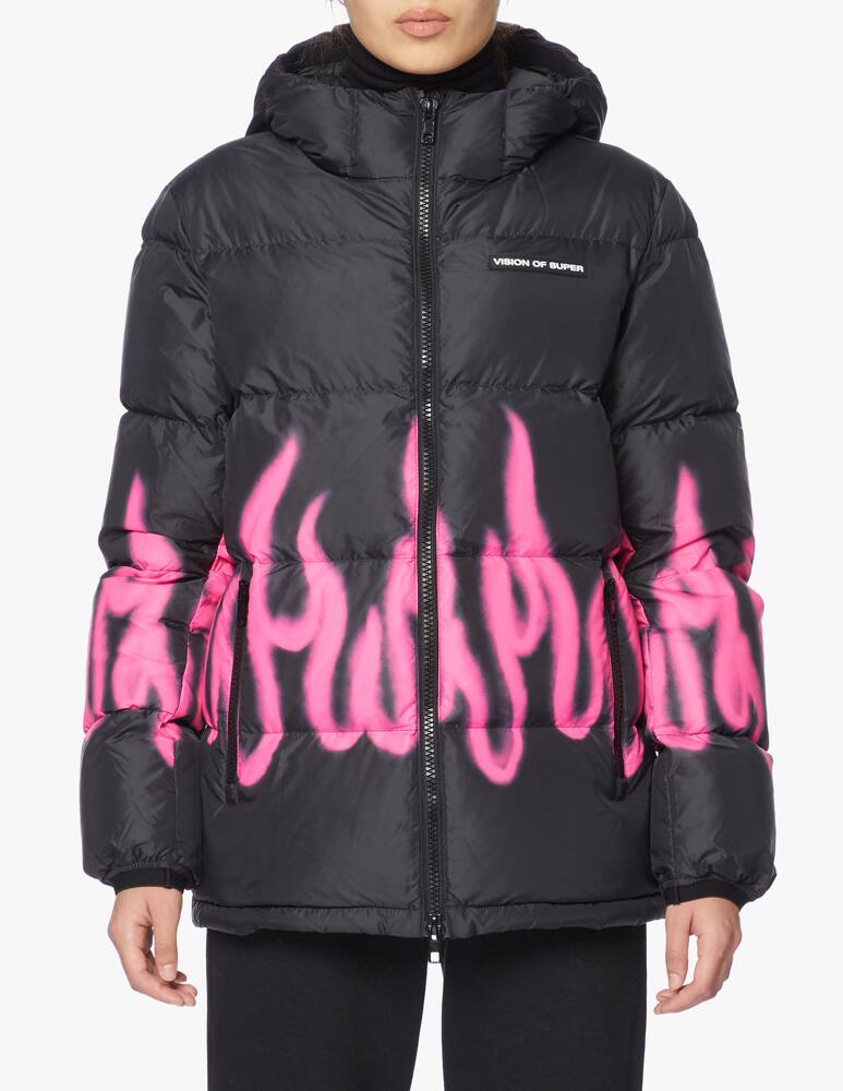 rinascente Vision of Super Down jacket with pink flame