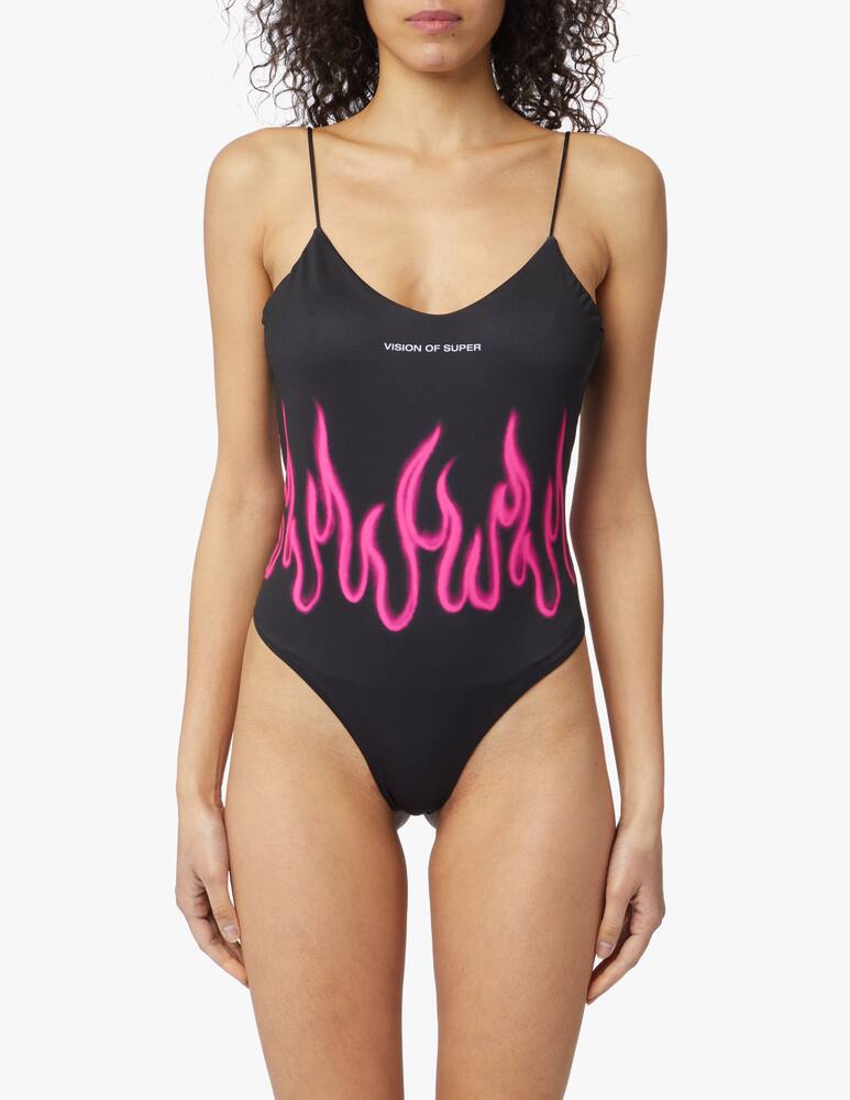 rinascente Vision of Super Costume intero con fiamme - nero