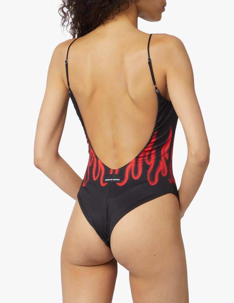 rinascente Vision of Super One-piece swimsuit with flames - black
