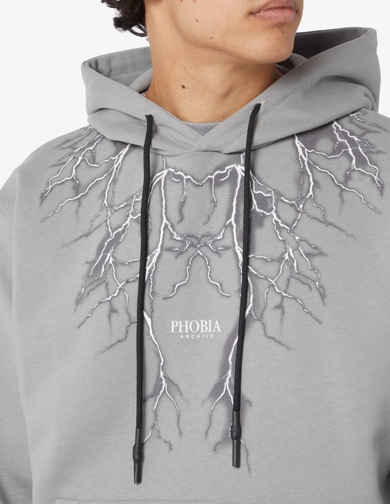 rinascente Phobia Grey lightning print hoodie