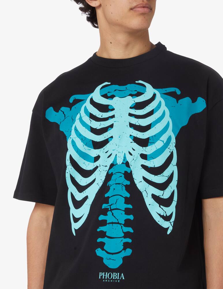 rinascente Phobia T-shirt with light blue skeleton print