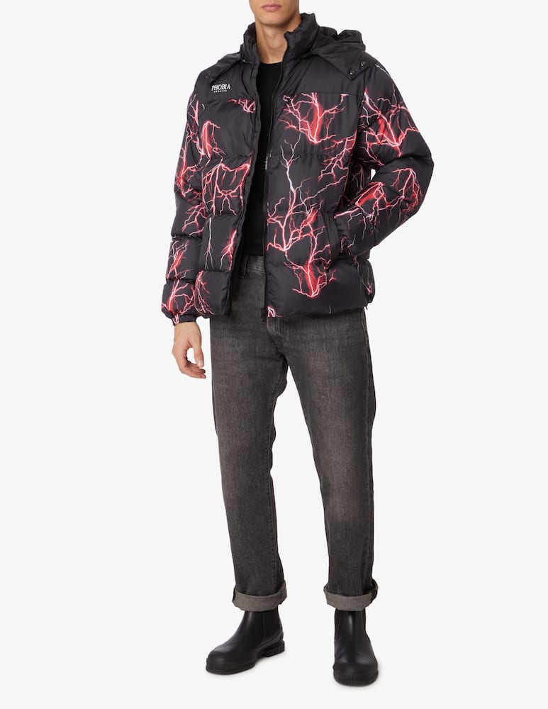 rinascente Phobia Piumino con cappuccio staccabile lampo rosso - Nero