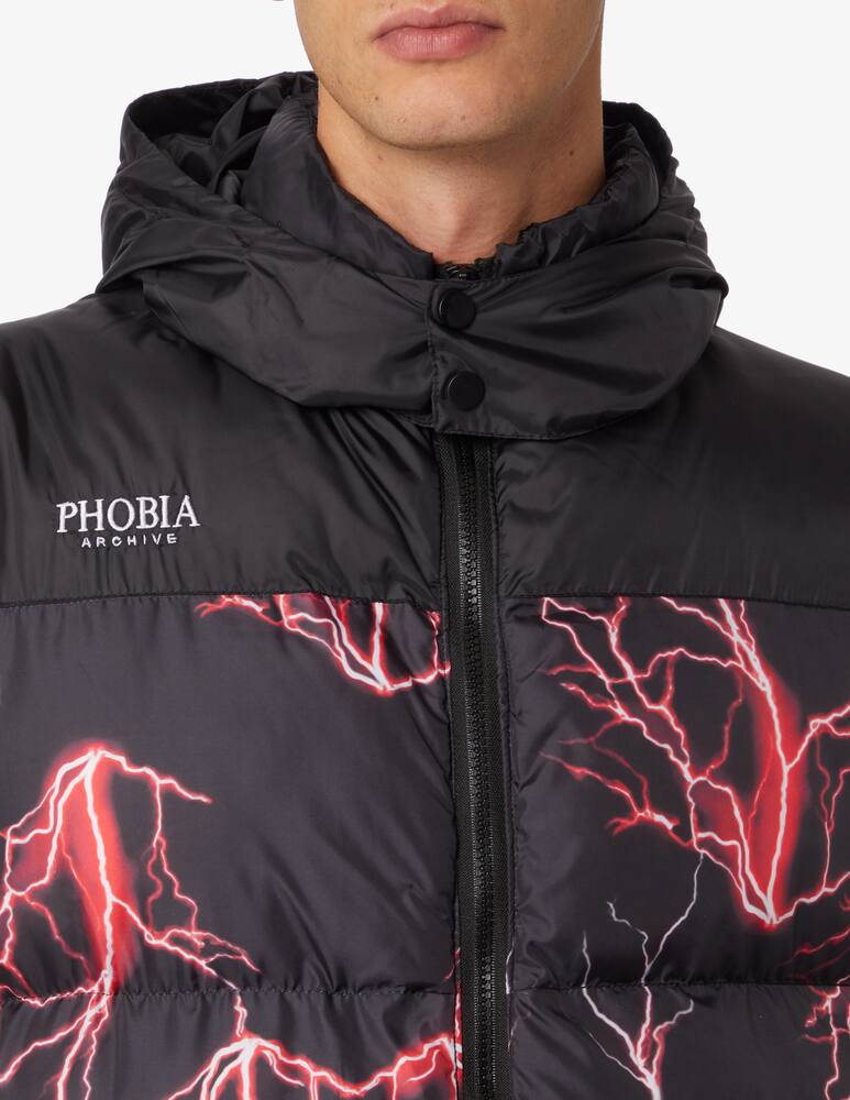 Phobia Detachable hood red lightning puffer jacket - Black - picture 4 Phobia Detachable hood red lightning puffer jacket - Black - picture 4