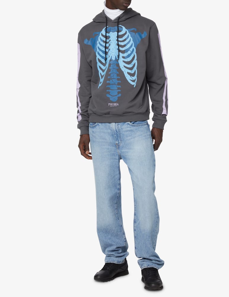 rinascente Phobia Violet skeleton bones hoodie - Black