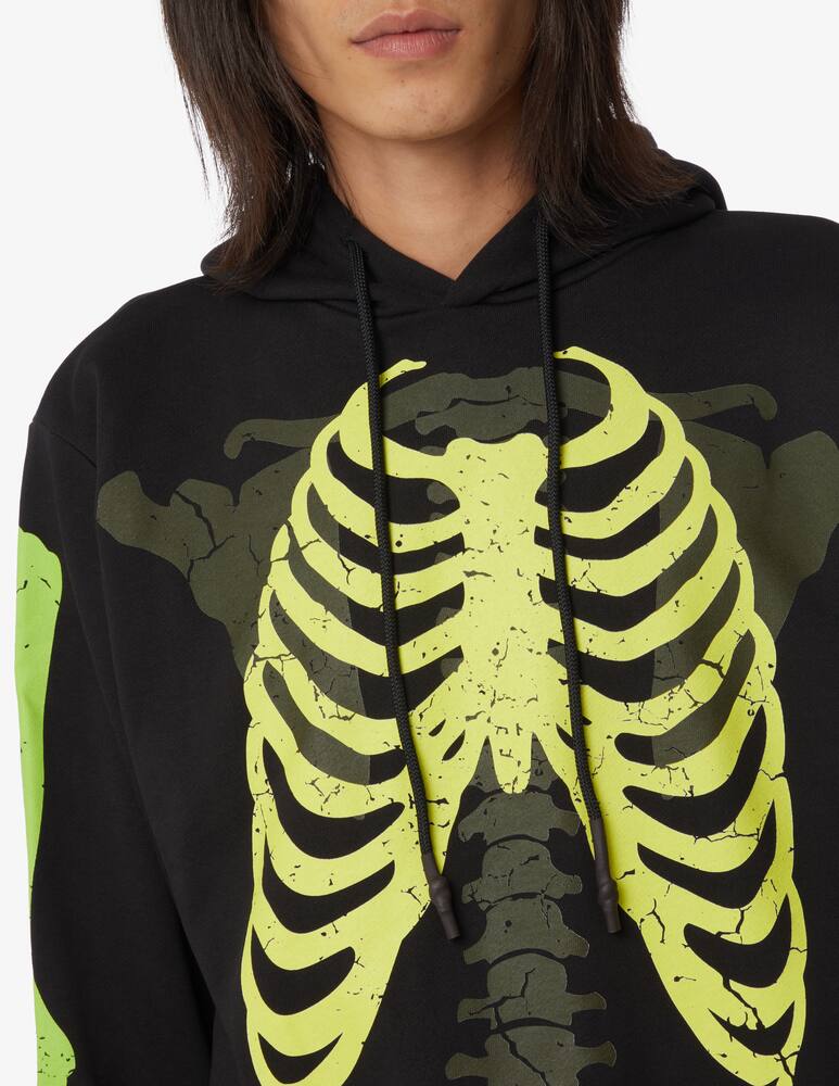 rinascente Phobia Felpa con cappuccio ossa scheletro verde fluo - Nero