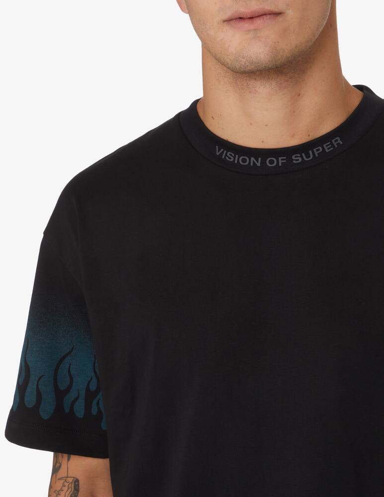 rinascente Vision of Super Maglietta manica corta con fiamme - Nero