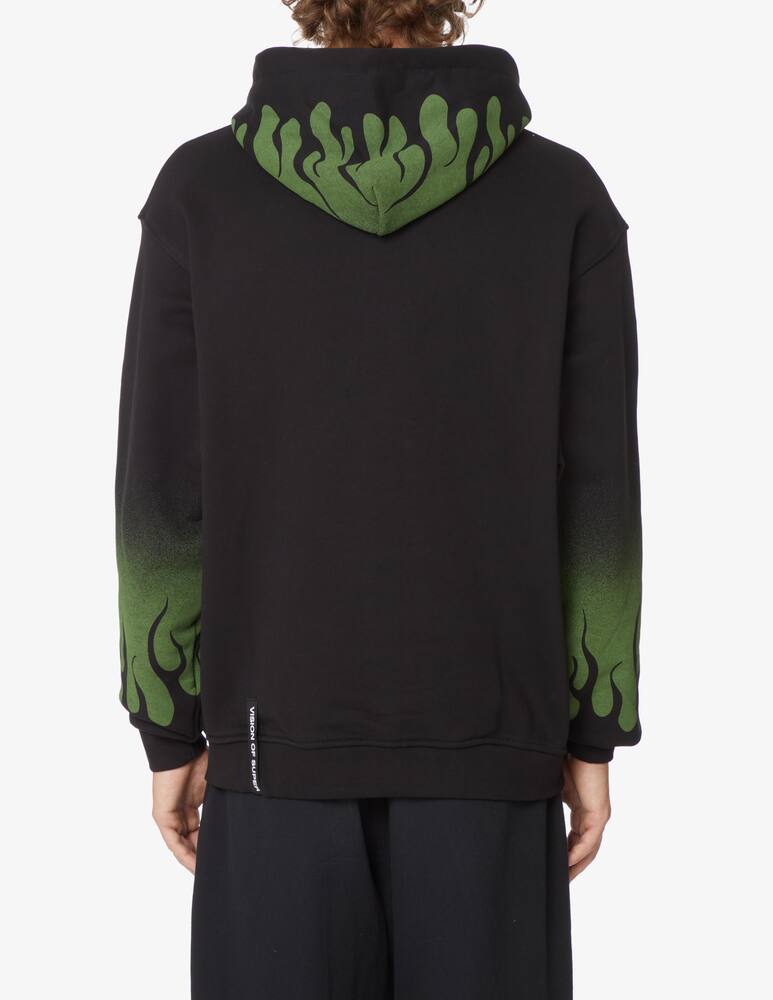 rinascente Vision of Super Felpa con cappuccio con fiamme - Nero