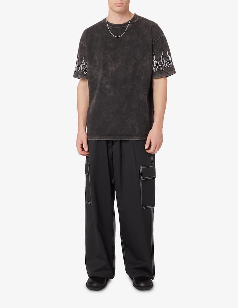 rinascente Vision of Super Maglietta manica corta con fiamme ricamate - Nero