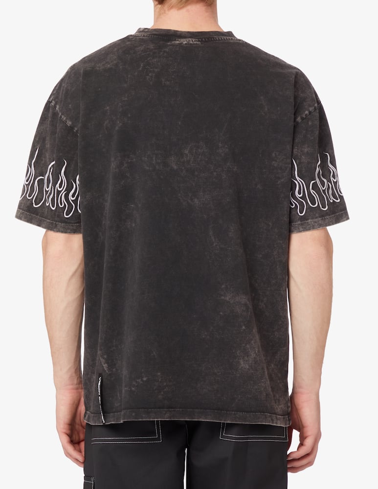 rinascente Vision of Super Maglietta manica corta con fiamme ricamate - Nero