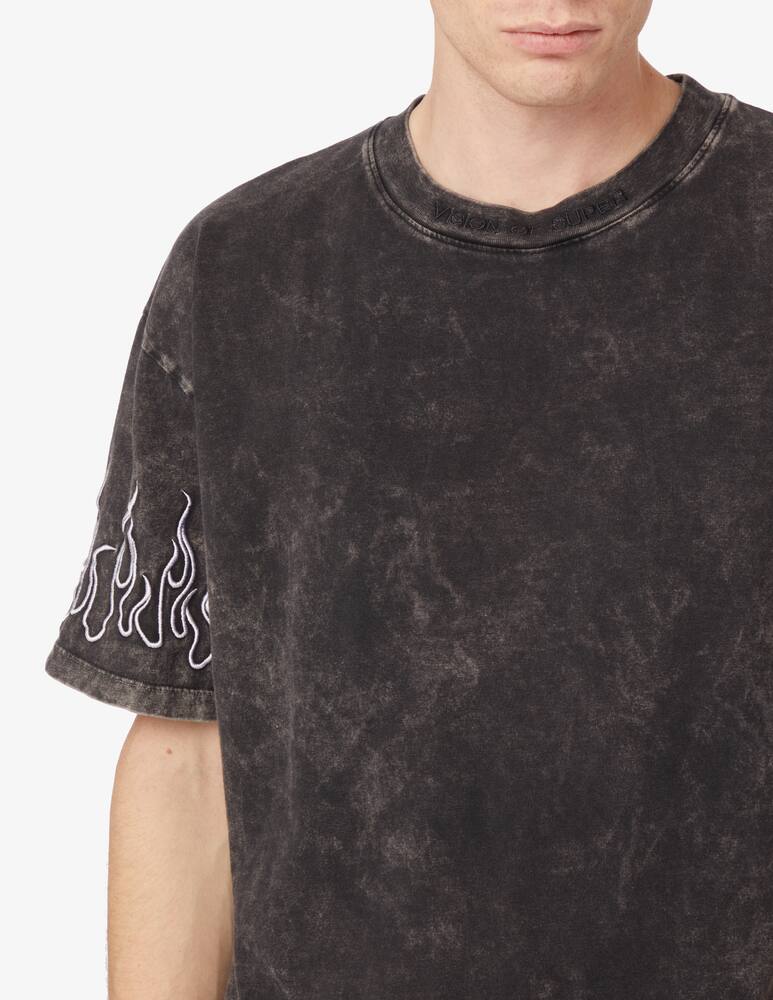 rinascente Vision of Super Maglietta manica corta con fiamme ricamate - Nero