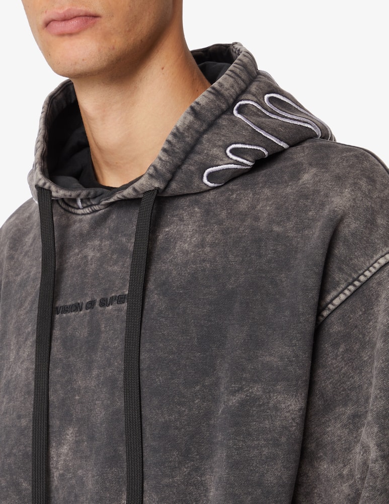 rinascente Vision of Super Felpa con cappuccio con fiamme ricamate  - Grigio