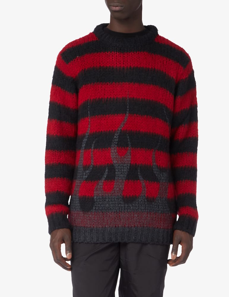 Vision of Super Maglia in mohair con fiamme - Rosso - immagine 1 Vision of Super Maglia in mohair con fiamme - Rosso - immagine 1