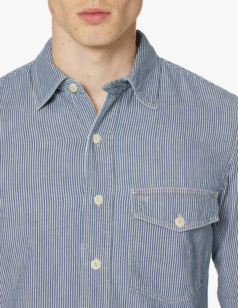 rinascente Tela Genova Camicia manica lunga in cotone strisce taschino - multicolor