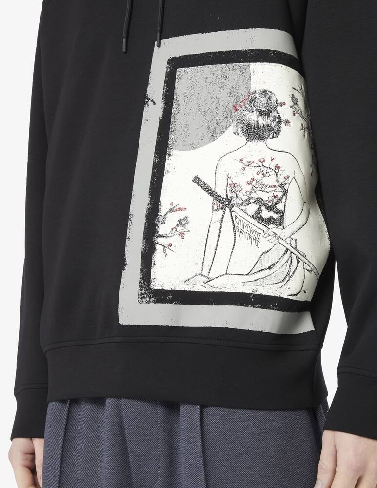 rinascente Emporio Armani Felpa con cappuccio stampa geisha