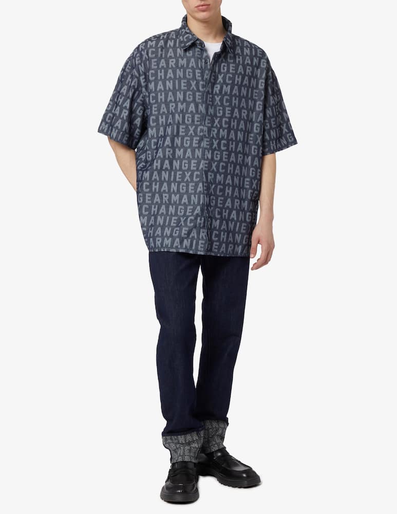 rinascente Armani Exchange Camicia denim oversize logo all over
