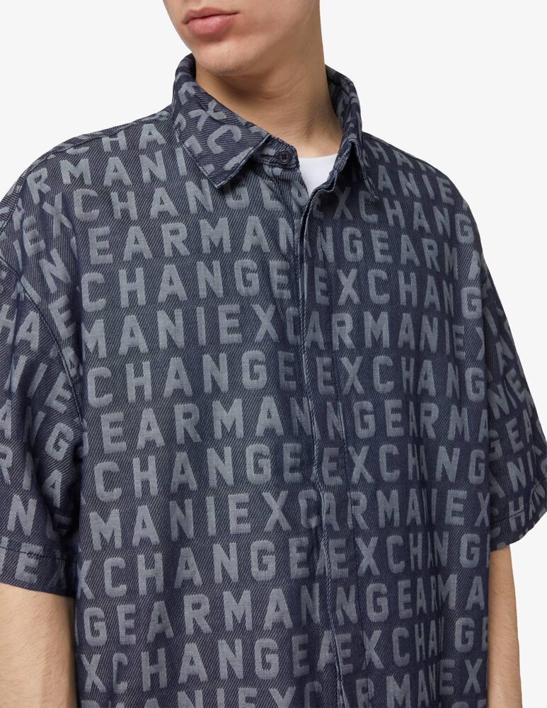 rinascente Armani Exchange Camicia denim oversize logo all over