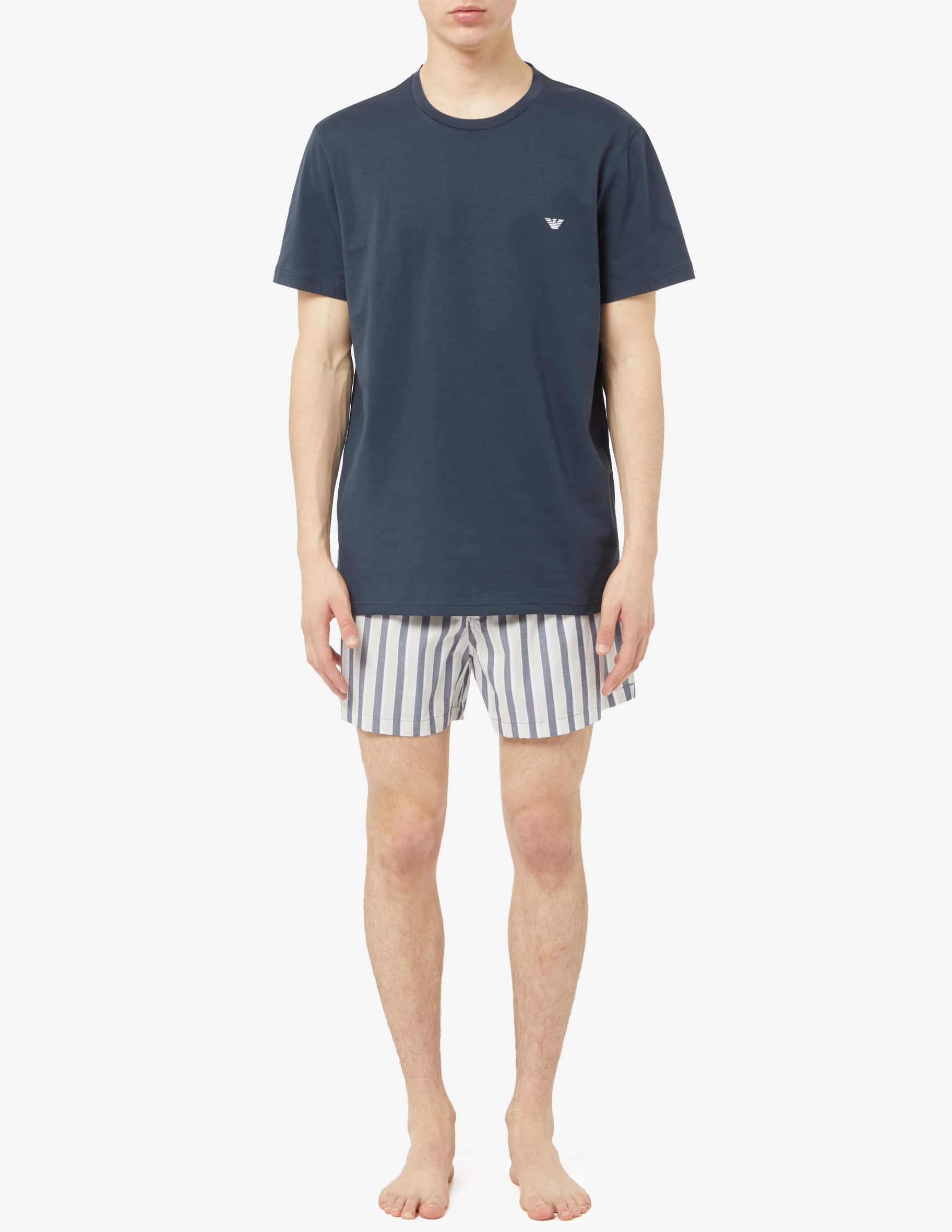 Shop Emporio Armani Short yarn dyed woven pajamas on Rinascente