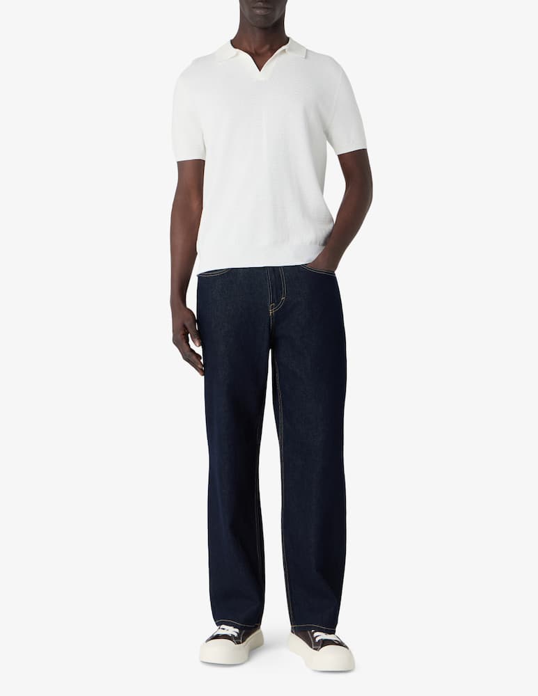 rinascente Manuel Ritz Polo scollo a V in cotone crepe operato