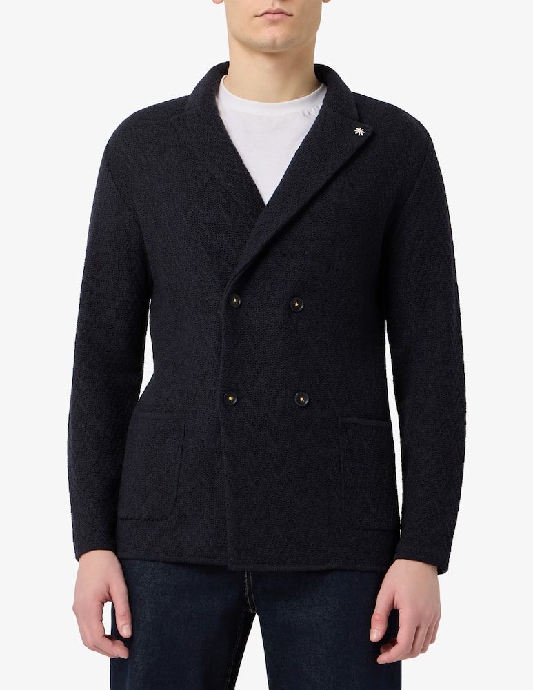 rinascente Manuel Ritz Giacca in maglia doppiopetto in cotone operato spigato