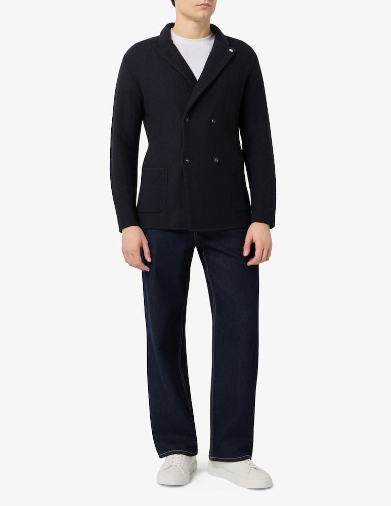 rinascente Manuel Ritz Giacca in maglia doppiopetto in cotone operato spigato