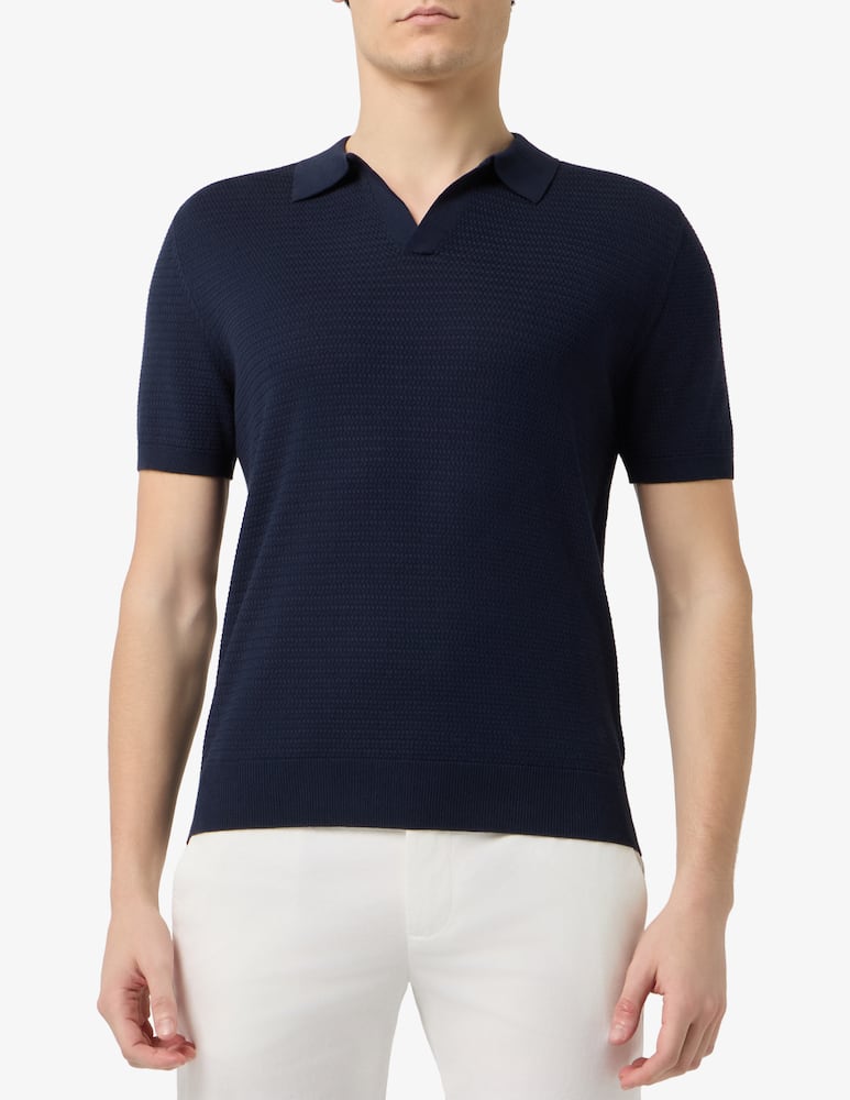 rinascente Manuel Ritz Polo manica corta scollo a v in cotone crepe operato