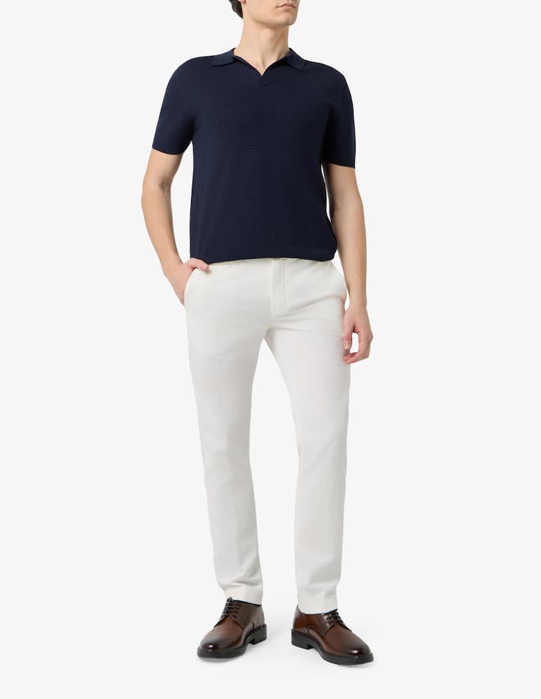 rinascente Manuel Ritz Polo manica corta scollo a v in cotone crepe operato