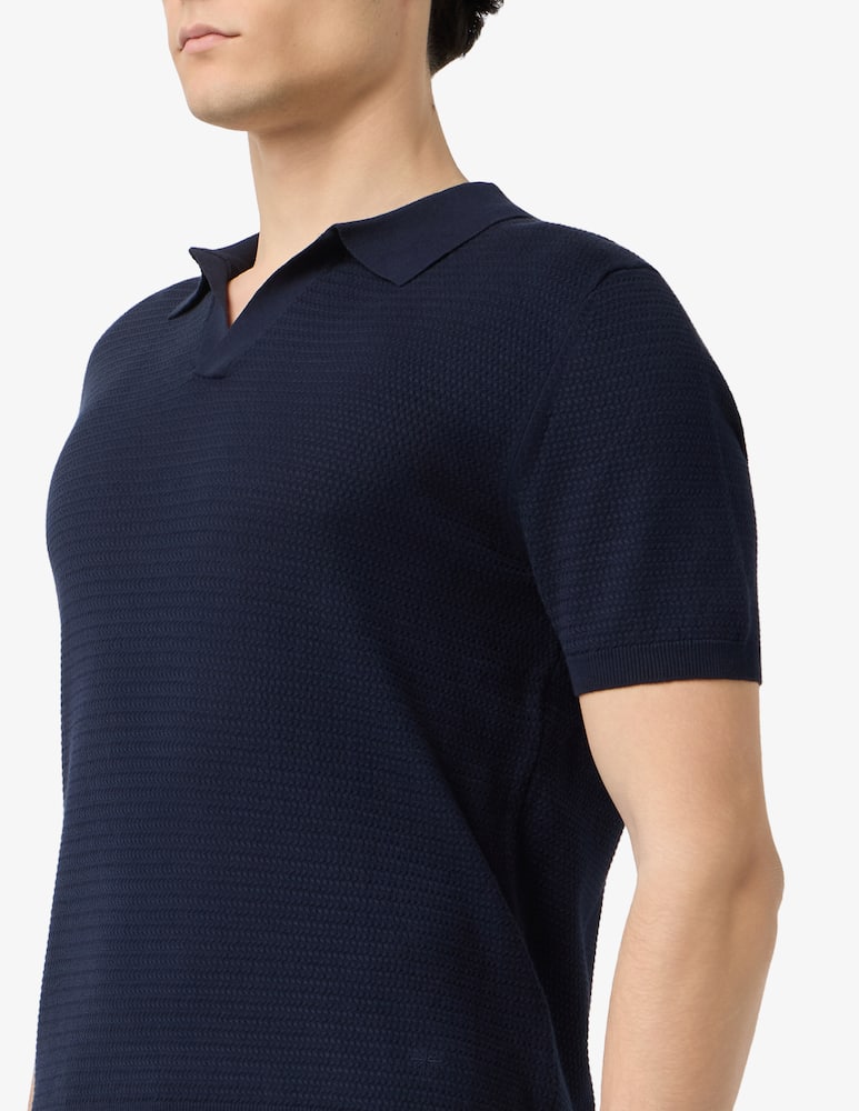 rinascente Manuel Ritz Polo manica corta scollo a v in cotone crepe operato