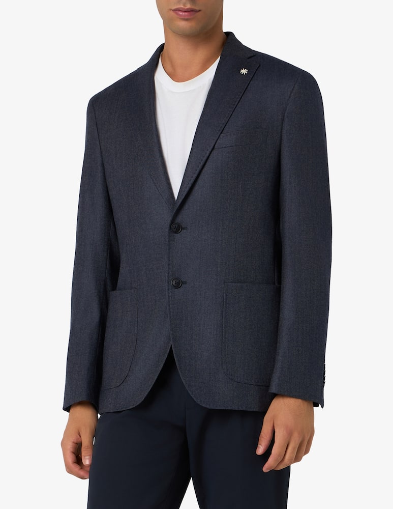 Manuel Ritz Giacca monopetto semi sfoderata in misto lana effetto denim - immagine 1 Manuel Ritz Giacca monopetto semi sfoderata in misto lana effetto denim - immagine 1