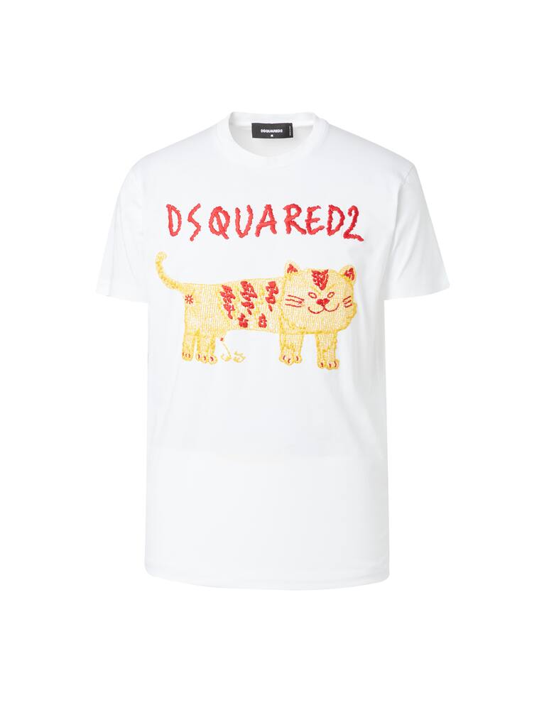 rinascente Dsquared2 Maglietta d2 tiger cat - bianco