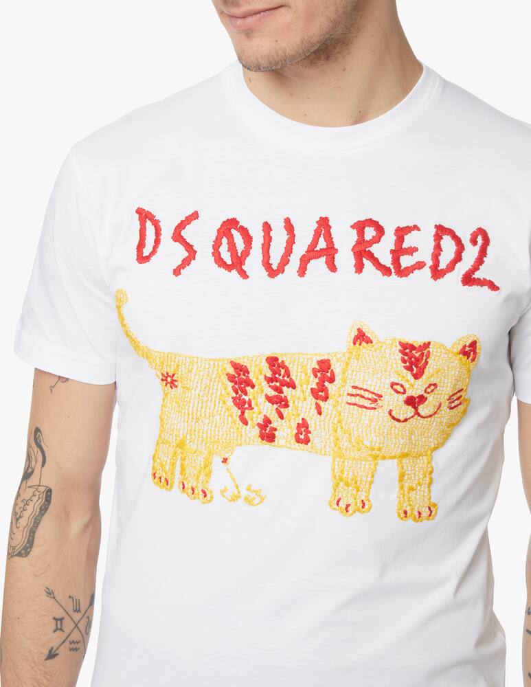 rinascente Dsquared2 Maglietta d2 tiger cat - bianco