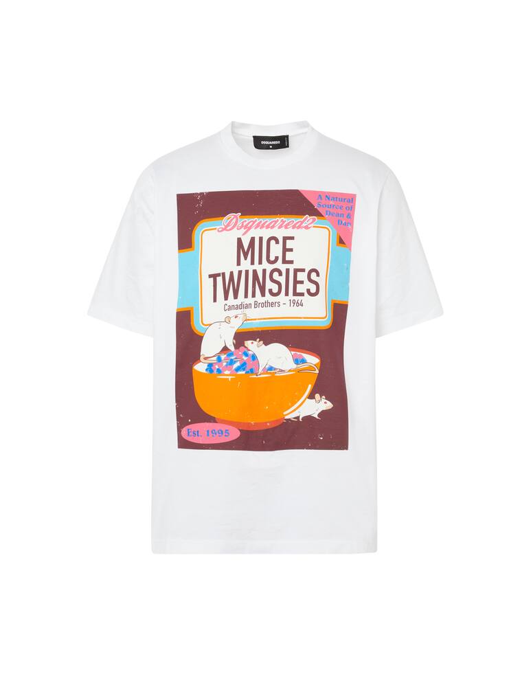 rinascente Dsquared2 Maglietta mice twin slouch - bianco