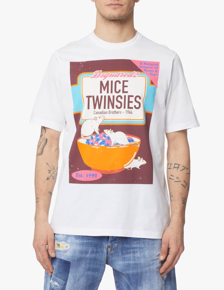 rinascente Dsquared2 Maglietta mice twin slouch - bianco