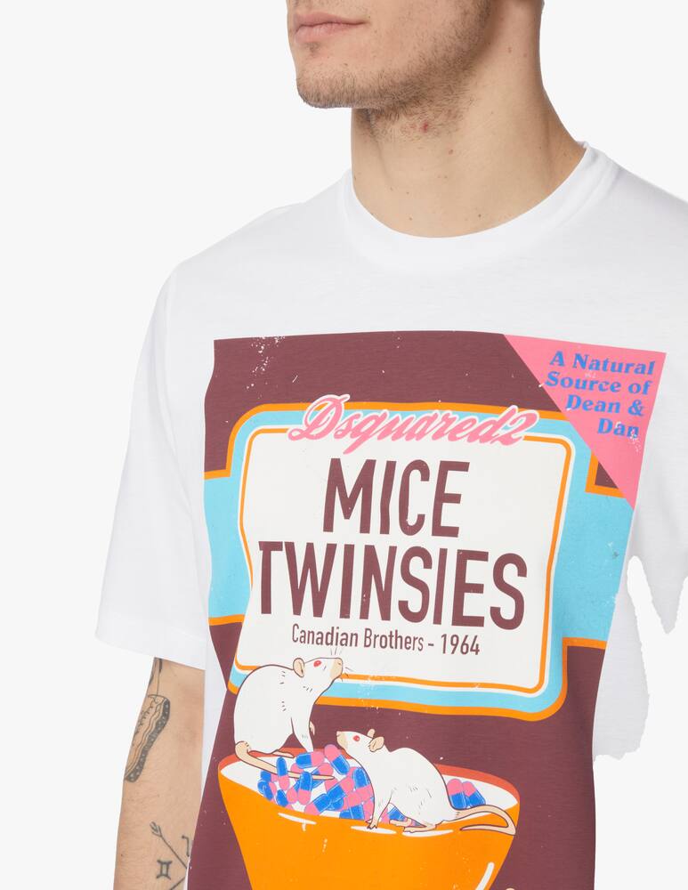 rinascente Dsquared2 Maglietta mice twin slouch - bianco