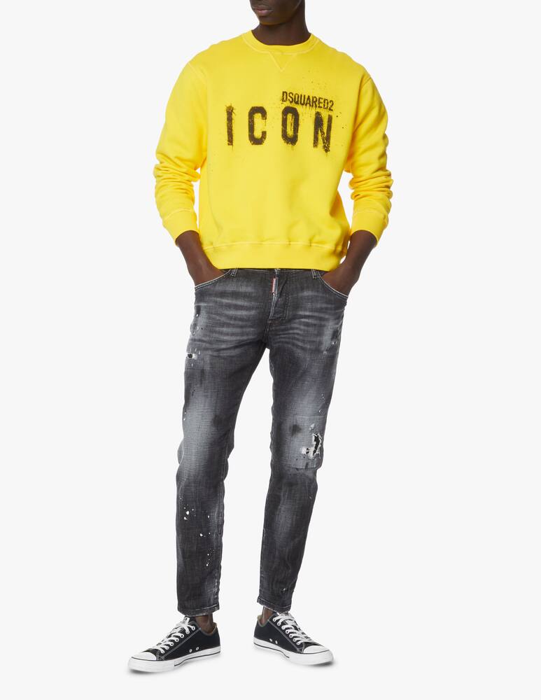 rinascente Dsquared2 Icon spray roundneck sweatshirt - yellow