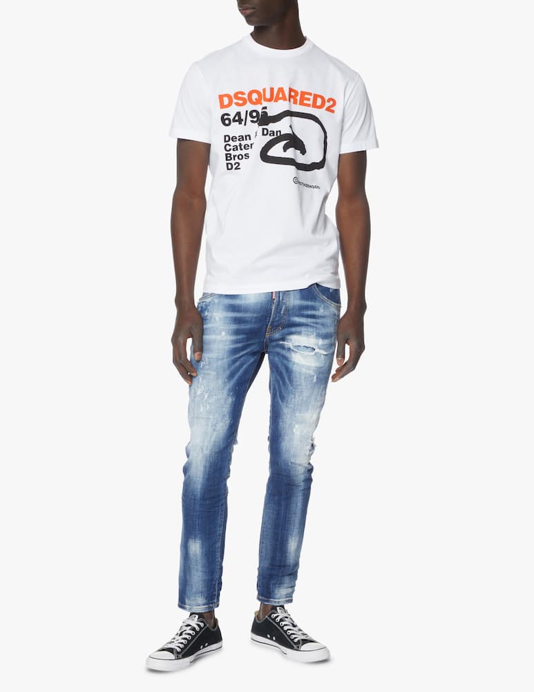 rinascente Dsquared2 Doodle flag skater jeans - blue