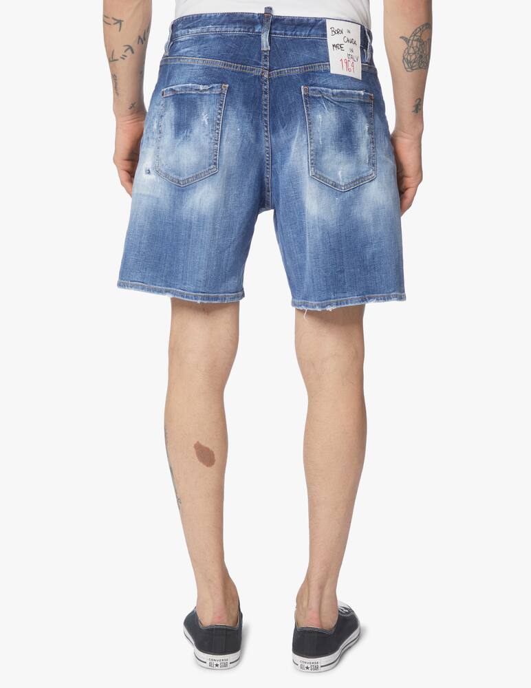 rinascente Dsquared2 Pantaloncini boxer in jeans con patch 1964 - blu