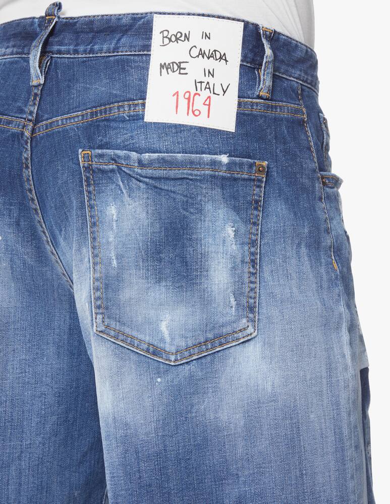 rinascente Dsquared2 Pantaloncini boxer in jeans con patch 1964 - blu